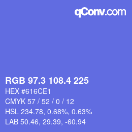 カラーコード: RGB 97.3 108.4 225 | qconv.com