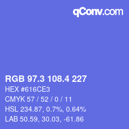 カラーコード: RGB 97.3 108.4 227 | qconv.com