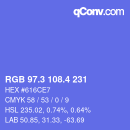 カラーコード: RGB 97.3 108.4 231 | qconv.com