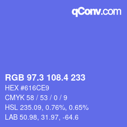 カラーコード: RGB 97.3 108.4 233 | qconv.com