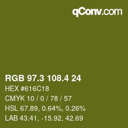 カラーコード: RGB 97.3 108.4 24 | qconv.com