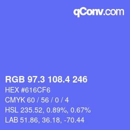 カラーコード: RGB 97.3 108.4 246 | qconv.com