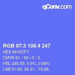 カラーコード: RGB 97.3 108.4 247 | qconv.com