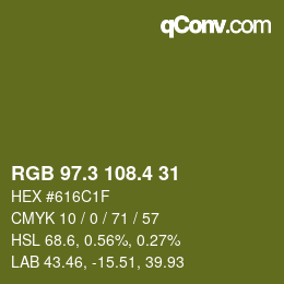 カラーコード: RGB 97.3 108.4 31 | qconv.com