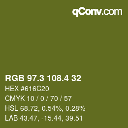 カラーコード: RGB 97.3 108.4 32 | qconv.com
