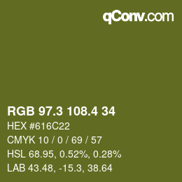 カラーコード: RGB 97.3 108.4 34 | qconv.com