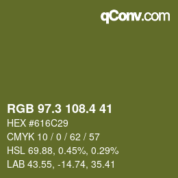 カラーコード: RGB 97.3 108.4 41 | qconv.com