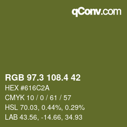 カラーコード: RGB 97.3 108.4 42 | qconv.com