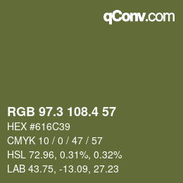 カラーコード: RGB 97.3 108.4 57 | qconv.com