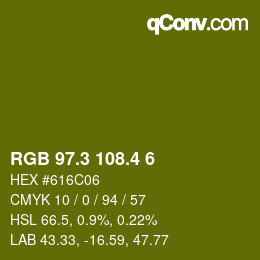 カラーコード: RGB 97.3 108.4 6 | qconv.com