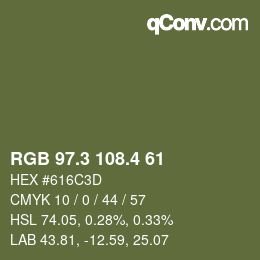 カラーコード: RGB 97.3 108.4 61 | qconv.com