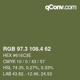 カラーコード: RGB 97.3 108.4 62 | qconv.com