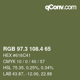 カラーコード: RGB 97.3 108.4 65 | qconv.com