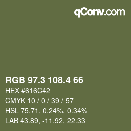 カラーコード: RGB 97.3 108.4 66 | qconv.com