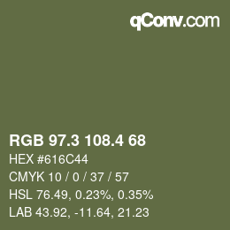 カラーコード: RGB 97.3 108.4 68 | qconv.com