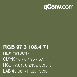カラーコード: RGB 97.3 108.4 71 | qconv.com