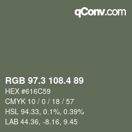 カラーコード: RGB 97.3 108.4 89 | qconv.com