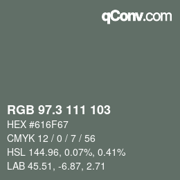 カラーコード: RGB 97.3 111 103 | qconv.com