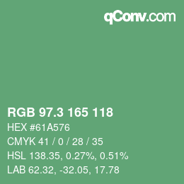 カラーコード: RGB 97.3 165 118 | qconv.com