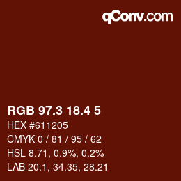 カラーコード: RGB 97.3 18.4 5 | qconv.com