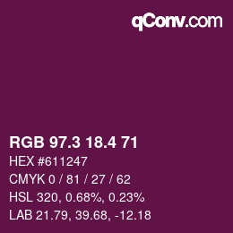 カラーコード: RGB 97.3 18.4 71 | qconv.com