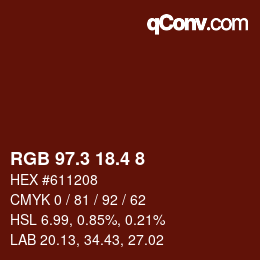 カラーコード: RGB 97.3 18.4 8 | qconv.com