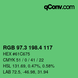 カラーコード: RGB 97.3 198.4 117 | qconv.com