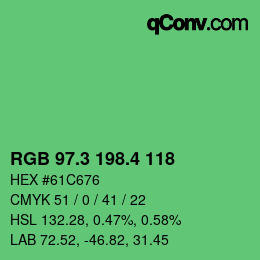 カラーコード: RGB 97.3 198.4 118 | qconv.com