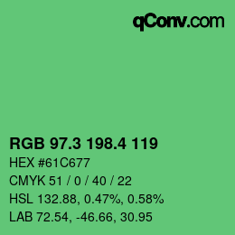 カラーコード: RGB 97.3 198.4 119 | qconv.com