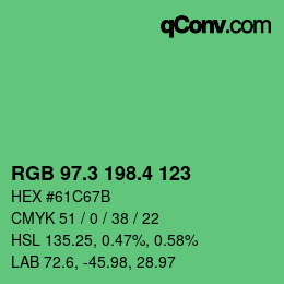 カラーコード: RGB 97.3 198.4 123 | qconv.com
