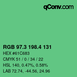 カラーコード: RGB 97.3 198.4 131 | qconv.com
