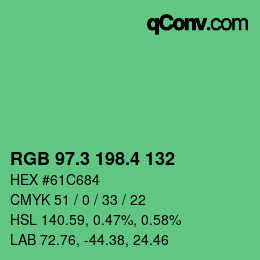 カラーコード: RGB 97.3 198.4 132 | qconv.com