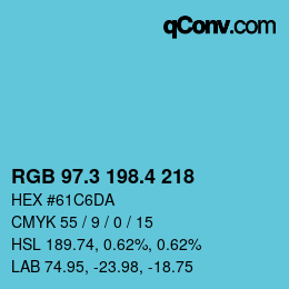 カラーコード: RGB 97.3 198.4 218 | qconv.com
