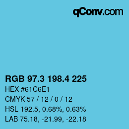 カラーコード: RGB 97.3 198.4 225 | qconv.com