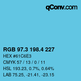 カラーコード: RGB 97.3 198.4 227 | qconv.com