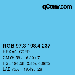 カラーコード: RGB 97.3 198.4 237 | qconv.com
