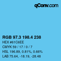 カラーコード: RGB 97.3 198.4 238 | qconv.com