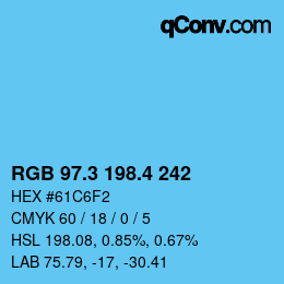 カラーコード: RGB 97.3 198.4 242 | qconv.com
