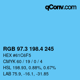 カラーコード: RGB 97.3 198.4 245 | qconv.com