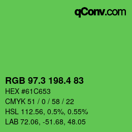カラーコード: RGB 97.3 198.4 83 | qconv.com