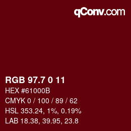 カラーコード: RGB 97.7 0 11 | qconv.com