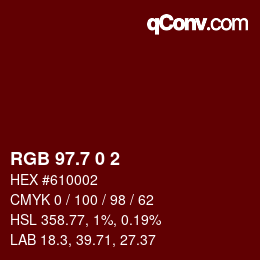 カラーコード: RGB 97.7 0 2 | qconv.com