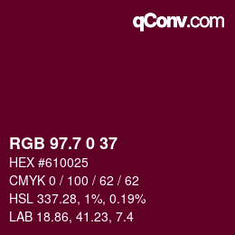 カラーコード: RGB 97.7 0 37 | qconv.com