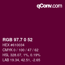 カラーコード: RGB 97.7 0 52 | qconv.com