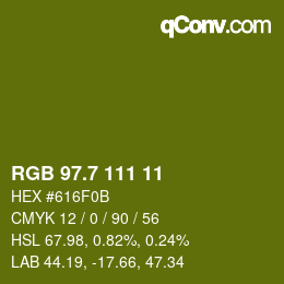 カラーコード: RGB 97.7 111 11 | qconv.com