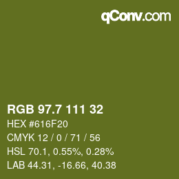 カラーコード: RGB 97.7 111 32 | qconv.com