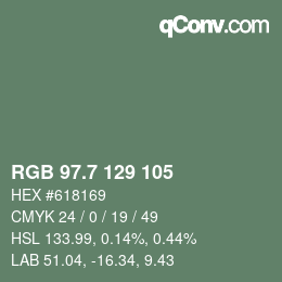 カラーコード: RGB 97.7 129 105 | qconv.com