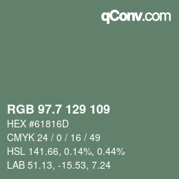 カラーコード: RGB 97.7 129 109 | qconv.com