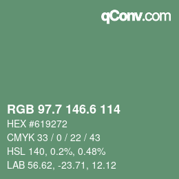 カラーコード: RGB 97.7 146.6 114 | qconv.com