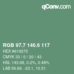 カラーコード: RGB 97.7 146.6 117 | qconv.com